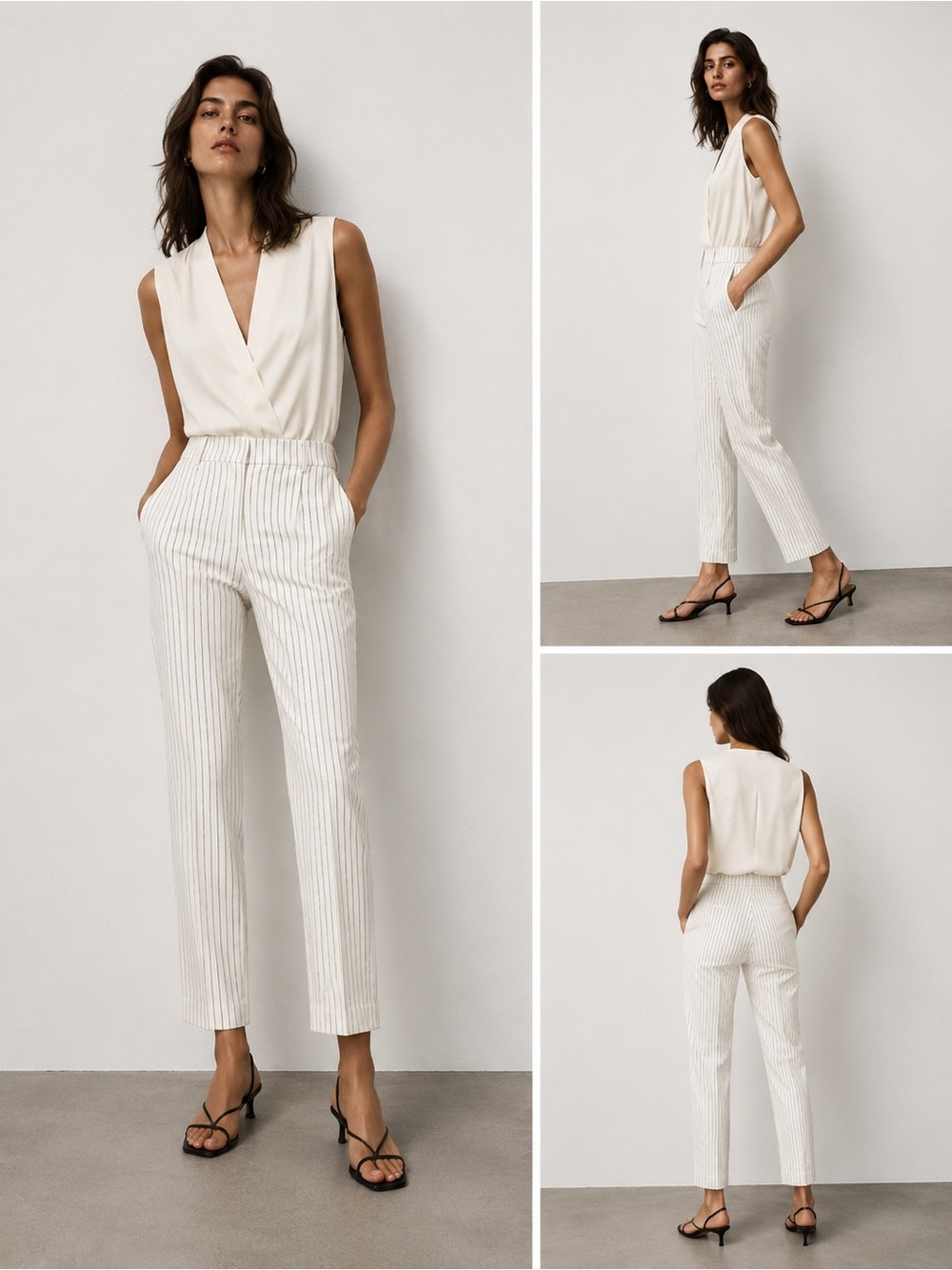 H&M Pinstriped Ankle Length Trousers Size 8
